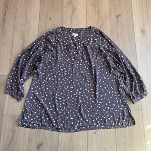 Loft Women’s Purple & White Long Sleeve Blouse Sz XL